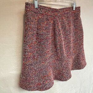 LOFT Pink/Multi-Color Tweed Ruffle Hem Skirt Size 6P